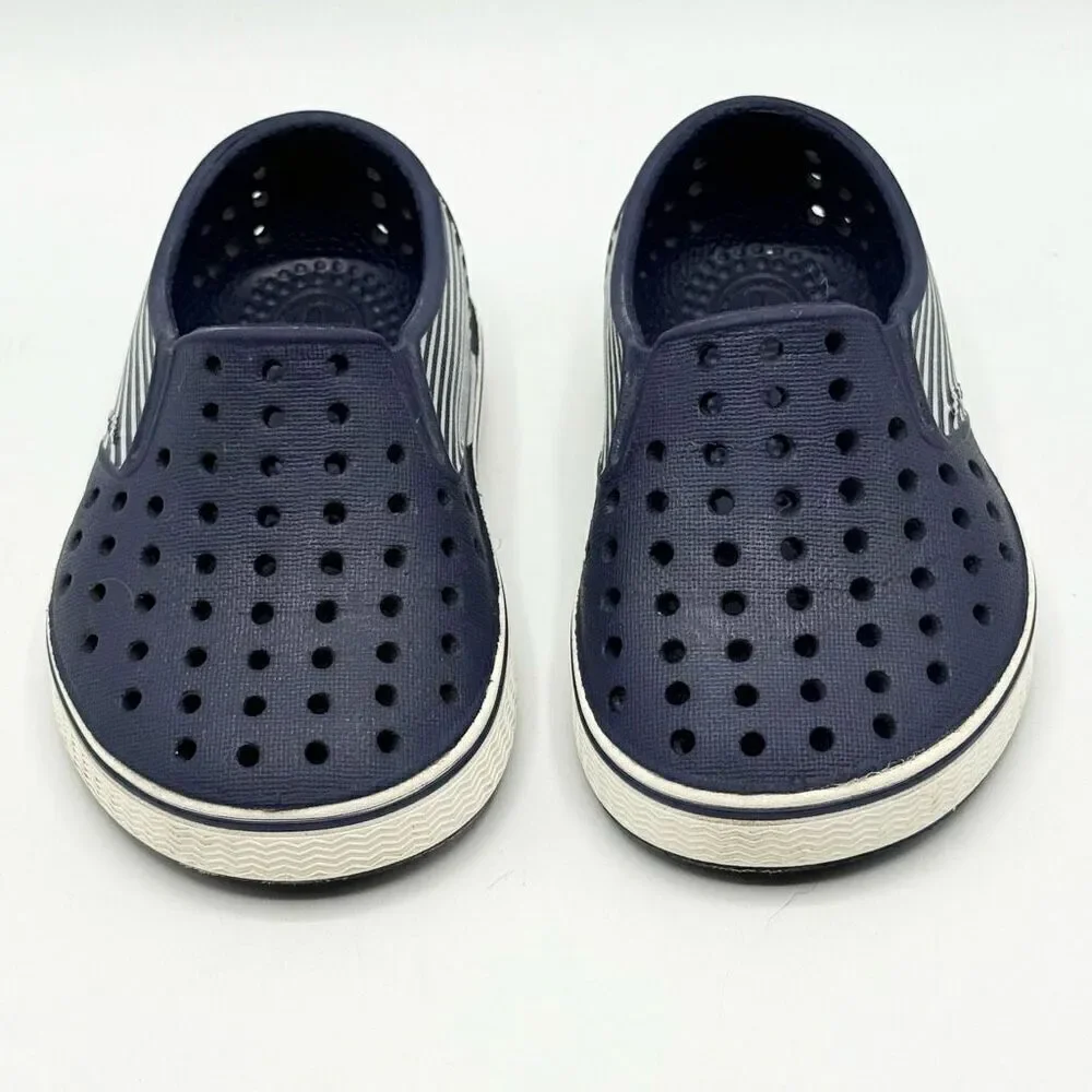 Native Miles Navy Blue Stripe Regatta Slip On Sandals - Toddler US C5